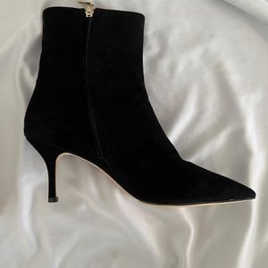 Larroude Mini Kate Black Suede Mid Calf Boots Booties